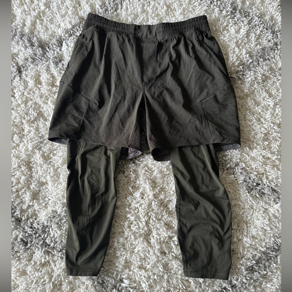Lululemon Active Expert Short Tight 6" Heathered Dark Olive / Dark Olive